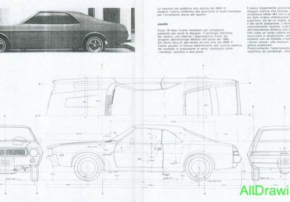 AMC Javelin AMX (1968) (АМC Джавелин АМX (1968)) - чертежи (рисунки) автомобиля